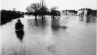 The flooded banks of the River Suir in Clonmel, Co Tipperary, in February 1990. Photograph: Peter Thursfield 