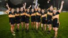 Mourneabbey players celebrate with the Dolores Tyrrell Memorial Cup after beating Foxrock-Cabinteely in the All-Ireland Ladies Football Senior Club Championship Final   at Parnell Park in Dublin. Photograph: Stephen McCarthy/Sportsfile 