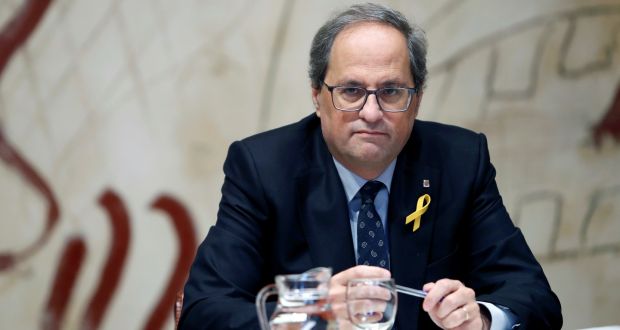 Catalan president Quim Torra: accused of invoking a civil conflict that caused dozens of deaths. Photograph: Toni Albir/EPA