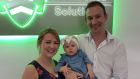 Andrew Harte with his wife Denise and their daughter at the offices of his   company   Eire Workforce Solutions in Australia