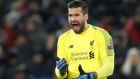 Klopp jokingly claimed he would have paid double for Alisson, above, had he realised he was so good. Photograph: Action Images via Reuters/Carl Recine