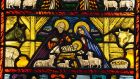  A Nativity stained glass scene at the Abbey Stained Glass Studios in Dublin. Photograph: Alan Betson 