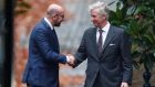 Belgium’s former prime minister Charles Michel leaves a meeting with King Philippe at the Royal Palace in Brussels on Friday. Photograph: Francois Lenoir/Reuters