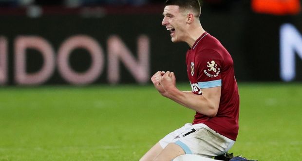  West Ham’s Declan Rice is expected to declare for Ireland. Photograph: David Klein/Reuters