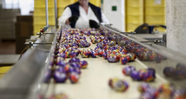 A Cadbury chocolate egg production line. Mondelez, the US food company that owns the Oreo and Cadbury brands, is suing its insurance company, Zurich, over a NotPetya cyberattack claim. Photograph: Simon Dawson/Bloomberg