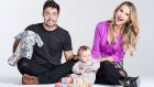 Spencer Matthews (L), Vogue Williams and their baby, Theodore 