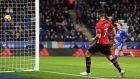 Shane Long of Southampton scores his team’s second goal against Leicester City at The King Power Stadium. Photograph: Michael Regan/Getty Images