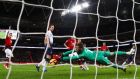 De Gea saved United at least four times with his feet, adopting that strange leg-wobbling Elvis move whereby he seems to lose all tension in his body, to collapse like a papier mache doll, feet flopping into just the right spot to block some goal-bound bullet. Photograph: Getty Images