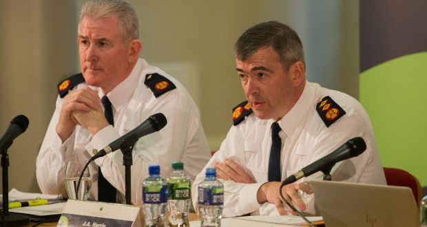 Assistant Commissioner of the Dublin Metropolitan Region Pat Leahy  and Garda Commissioner Drew Harris. Youth crime is a major problem in Ireland, with roughly one in every 10 offences  committed by children. Photograph: Gareth Chaney Collins