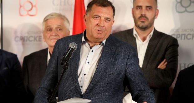 Milorad Dodik, Bosnian-Serb member of Bosnia and Herzegovina’s tripartite presidency, in October 2018. File photograph: Milan Radulovic/AFP/Getty Images