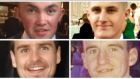 Clockwise from top left: Shaun Harkin, Daniel Scott, John Harley and Mícheál Roarty were killed in a single-vehicle road crash in Co Donegal on Sunday night. 