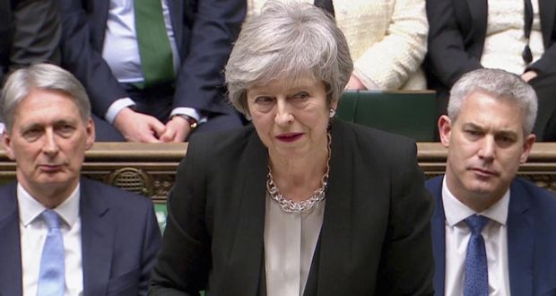 British prime minister Theresa May said she would seek legally binding changes to the Brexit withdrawal agreement that deal with concerns on the border backstop. Photograph: Reuters