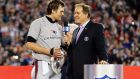 Tom Brady of the New England Patriots being interviewed by Jim Nantz. Photograph: Jim Rogash/Getty Images