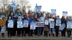 Nurses on the picket line at James Connolly Memorial Hospital, Blanchardstown, on Wednesday. Photograph:  Colin Keegan, Collins Dublin
