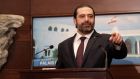 Lebanese prime minister Saad al-Hariri addresses the media in Beirut on Thursday after announcing the formation  of a new government. Photograph:  Anwar Amro/AFP/Getty Images