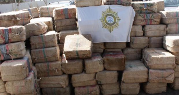 Some of the 260 bales of cocaine found in the cargo hold of the ship Photograph: Cape Verde Judicial Police