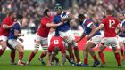 France’s Sebastien Vahaamahina  is tackled during the  Six Nations match against Wales at the Stade De France. Photograph: David Davies/PA Wire