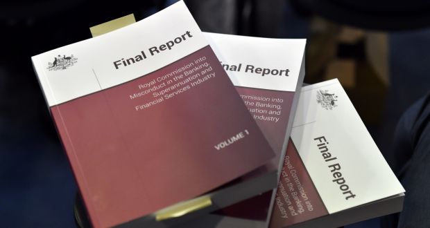 Kenneth Hayne’s report recommends that commissions should be largely eliminated from the financial sector, including mortgage broking, financial planning and insurance sales. Photograph:  Mick Tsikas/Reuters 
