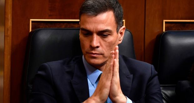Spanish prime minister Pedro Sánchez during a debate on the government’s budget in parliament in Madrid on Wednesday. Photograph: Pierre-Philippe Marcou/AFP/Getty Images