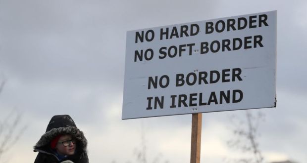 People take part in an anti-Brexit rally at the Border near Carrickcarnan, Co Louth in  January. ‘Ireland is a key issue  because the UK’s sovereignty crisis has a dual nature.’ File photograph: Brian Lawless/PA Wire