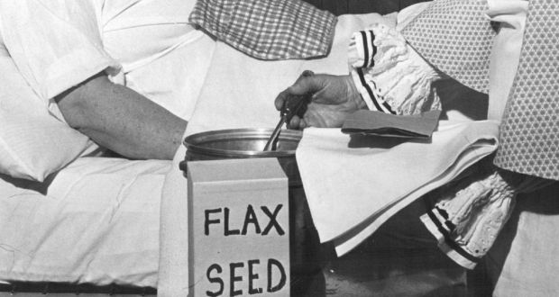 A nurse applies a  flax seed poultice to a patient in 1965. Photograph: Denver Post via Getty Images