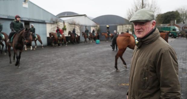 Willie Mullins at  his yard at Closutton, Carlow. “We’ve got good chances in the Gold Cup. We have our chances in the Champion Hurdle.” Photograph:   Brian Lawless/PA 