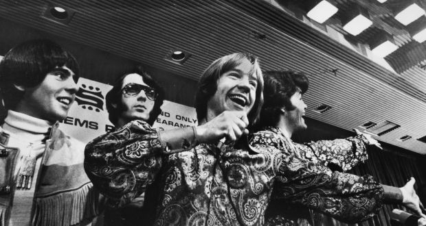 Peter Tork with  The Monkees,   Davy Jones, Mike Nesmith and Micky Dolenz,  at a press conference in London in 1967. Photograph:  Mike McLaren/Central Press/Getty Images
