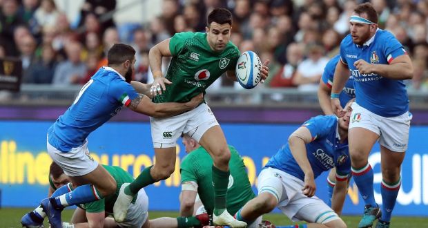 Ireland’s Conor Murray  is tackled by Tito Tebaldi of Italy during Sunday’s  Six Nations match  at Stadio Olimpico  in Rome. Photograph: David Rogers/Getty Images