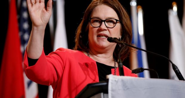 Jane Philpott, who has resigned as president of Canada’s Treasury Board, heaping further pressure on prime minister Justin Trudeau. Photograph: Chris Wattie/AFP/Getty Images