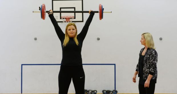 Rachel Flaherty in Gloucester St Gym with trainer Elaine Hurley. Photograph: Alan Betson