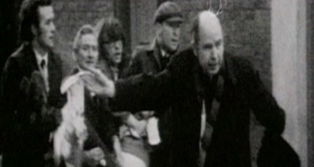 Bishop Daly was filmed waving a bloody handkerchief on Bloody Sunday. Photograph: RTÉ Archives