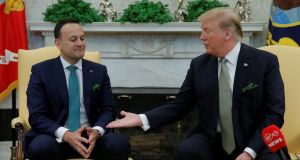 US president Donald Trump meets Taoiseach Leo Varadkar in the Oval Office of the White House in Washington, US. Photograph: Jim Young/Reuters