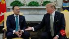 Hands across the water: Taoiseach Leo Varadkar meets US president Donald Trump in the Oval Office of the White House, Thursday. Photograph: Reuters/Jim Young