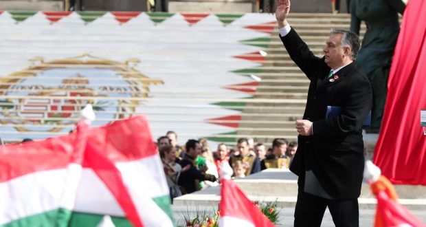 Viktor Orban at  national day celebrations in Budapest. Photograph: Lisi Niesner/Reuters 