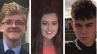 Books of condolence have been opened in memory of Morgan Barnard (L), Lauren Bullock and Connor Currie (R) who died following reports of a crush outside a St Patrick’s Day disco.