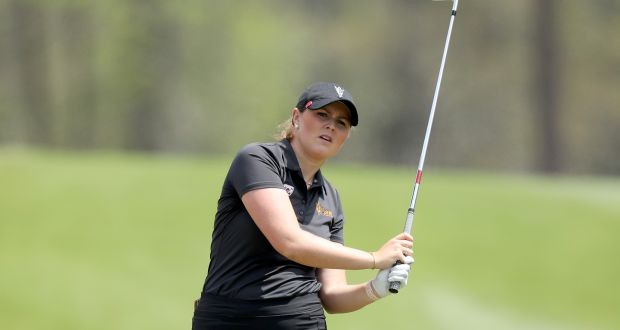 Olivia Mehaffey of Northern Ireland plays her second shot on the 18th hole during the second round of the inaugural Augusta National Women’s Amateur at Champions Retreat Golf Club. Photo: David Cannon/Getty Images