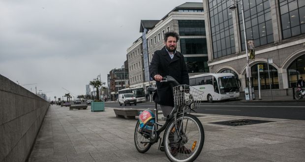  Patrick Freyne on the route of the proposed Liffey cycle track. Photograph: James Forde