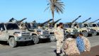 Military vehicles of Misrata forces, under the protection of Tripoli’s forces, are seen in Tajura neighborhood, east of Tripoli. Photograph:Hani Amara/Reuters