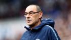 Maurizio Sarri: “I am not able to understand the decision of the Premier League because we go to Prague as an ‘English team’.” Photograph:  Michael Steele/Getty Images