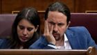 Podemos MPs Pablo Iglesias and partner Irene Montero: Podemos and its allies on the left have expressed frustration at how scandals have failed to prompt a full parliamentary investigation. Photograph: Oscar del Pozo/AFP/Getty 