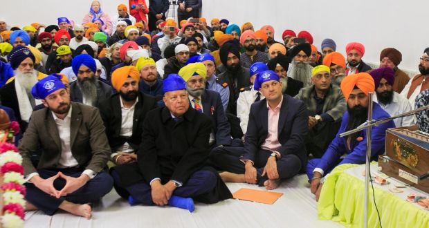 Taoiseach Leo Varadkar during a visit to the Sikh temple, Serpentine Road, Dublin for Vaisakhi which is one of the most significant events in the Sikh calendar. Photograph: Gareth Chaney Collins 