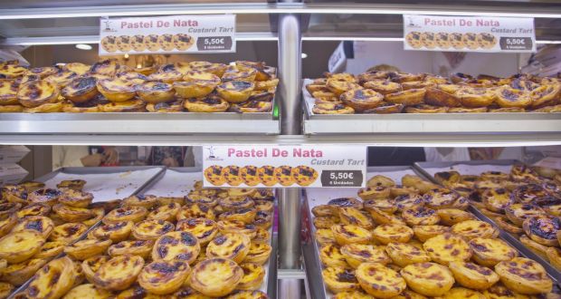 Pastéis de nata on sale in Lisbon, Portugal. The pastries are now commonly seen outside Portugal - at higher prices. Photograph: Getty Images.