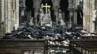 A pile of rubble inside Notre Dame Cathedral today after the devastating fire overnight. Photograph: AFP/Getty Images
