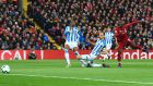 Naby Keita of Liverpool scores his team’s first goal during the Premier League win over Huddersfield Town. Photo: Michael Regan/Getty Images