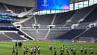 Ajax players take part in a training session ahead of the Champions League semi-final against Tottenham Hotspur. Photo: Emmanuel Dunand/Getty Images
