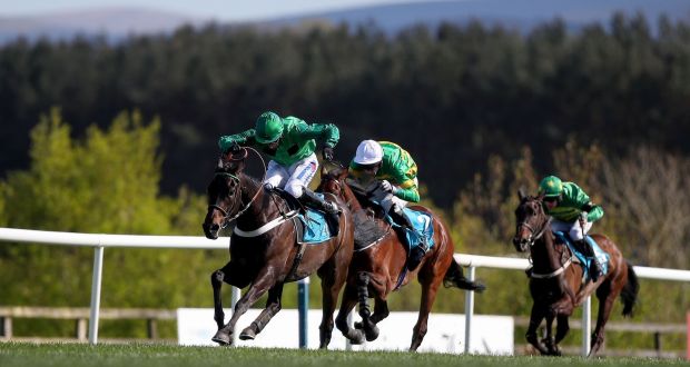 Fusil Raffles ridden by Daryl Jacob on his way to winning the AES Champion Four Year Old Hurdle. Photograph: Bryan Keane/Inpho