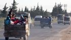 Syrians drive with their belongings along the main Damascus-Aleppo highway near the town of Saraqib in Syria’s jihadist-held Idlib province on May 9th, 2019. Photograph: Anas al-Dyab 
