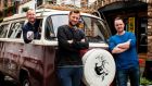 Pub crawl: Tim Herlihy, Jack McGarry and Sean Muldoon with their VW, Poppy, outside the Duke of York in Belfast. Photograph: Elaine Hill 