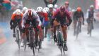 Pascal Ackermann (R) powered to victory in stage five of the Giro D’Italia. Photograph: Luk Benies/AFP/Getty