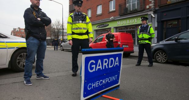 Members of the Gardai at a checkpoint in Dublin. File photograph:  Collins